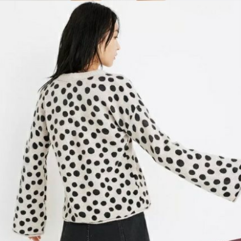 Madewell Cream and Black Polka Dot Sweater - Picture 3 of 9